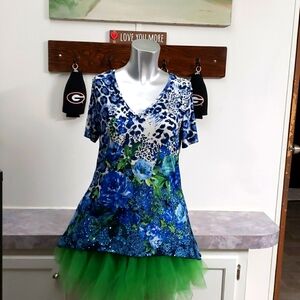 Brittany Black Lady's Petite Boho V-Neck Blouse Embellished Rhinestones